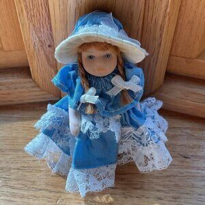 Vintage Victorian Style Bisque Jointed Miniature Doll 3"